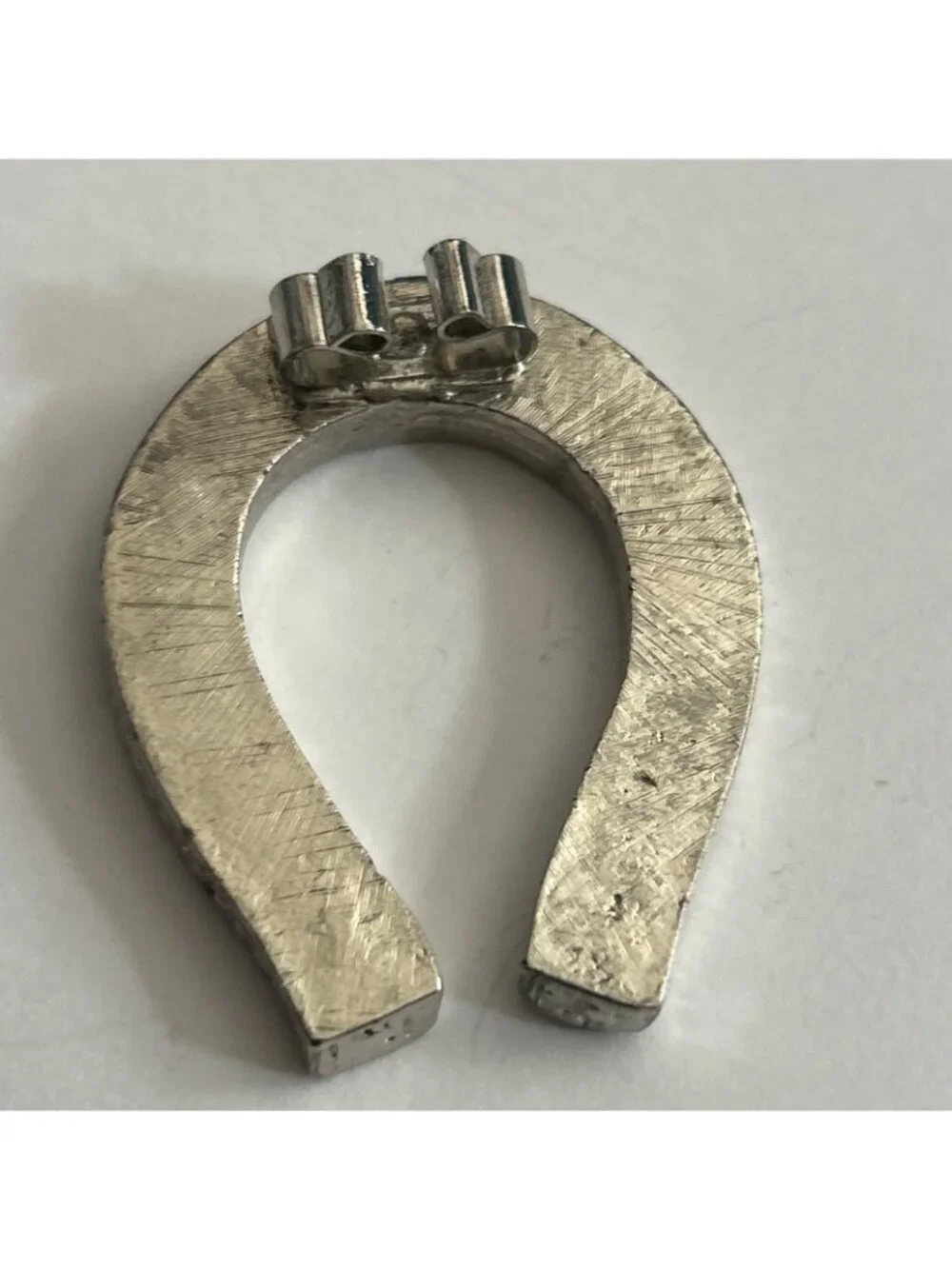 Horseshoe Silver W/ Black Tie Charm Approximately 2” New